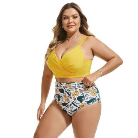 Hanna Nikole Womens Size 22W Plus Size Bikini Set 2 Piece High Waisted Swimsuit - Picture 3 of 14